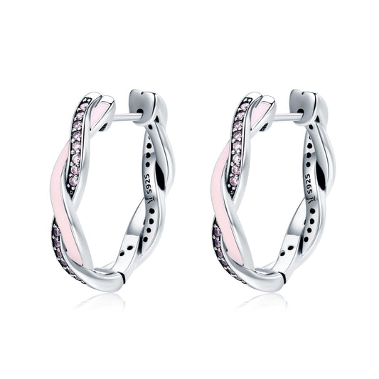 Personality Winding Pure Silver Earrings Diamond-studded Women Silver Earrings, SCE297