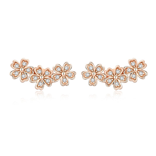 Flowers Zircon Earrings Sterling Silver Female Earrings Simple Earrings