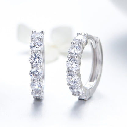 Platinum-plated Zircon Sterling Silver Jewelry Earrings, SCE524