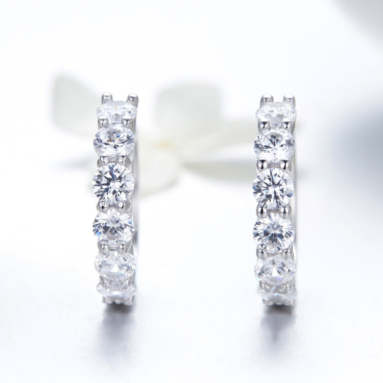 Platinum-plated Zircon Sterling Silver Jewelry Earrings, SCE524