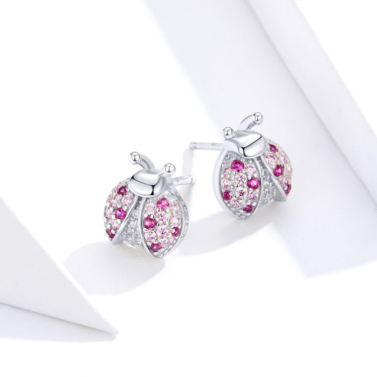 Sterling Silver Insect Earrings Seven-star Ladybug Earrings Platinum-plated Girl Earrings, SCE715