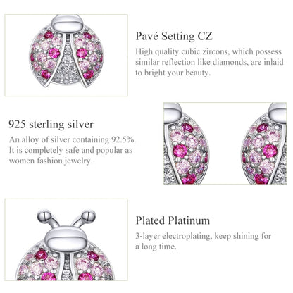 Sterling Silver Insect Earrings Seven-star Ladybug Earrings Platinum-plated Girl Earrings, SCE715