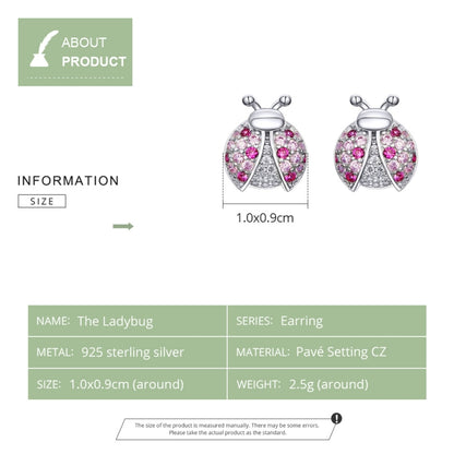 Sterling Silver Insect Earrings Seven-star Ladybug Earrings Platinum-plated Girl Earrings, SCE715