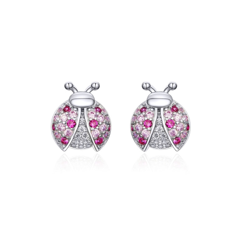 Sterling Silver Insect Earrings Seven-star Ladybug Earrings Platinum-plated Girl Earrings, SCE715