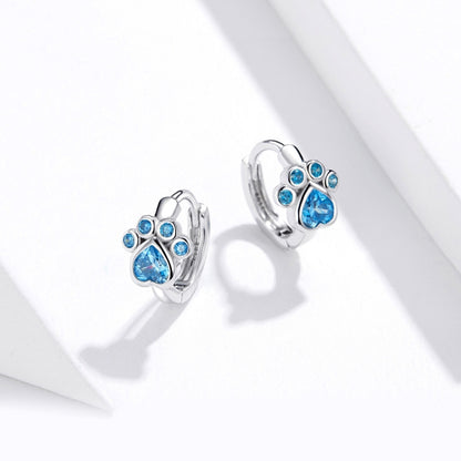 Cat Paw Print Simple Sterling Silver Zircon Earrings Earrings, SCE670