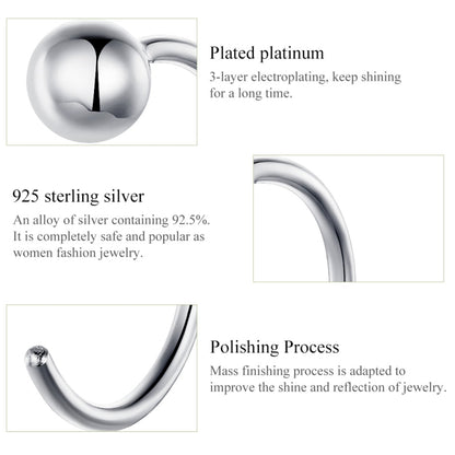 Sterling Silver Earrings Simple Platinum-plated Earrings Temperament Small Ball Earrings, SCE782-A