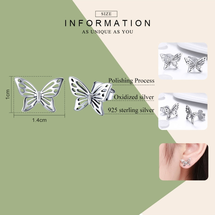 S925 Sterling Silver Butterfly Earrings, SCE452