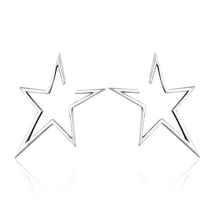 Simple S925 Sterling Silver Earrings Star Hollow Female Temperament Earrings, SCE107