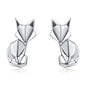 S925 Animal Earrings Jewelry Origami Fox Sterling Silver Girls Earrings, SCE526