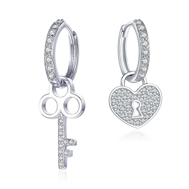 Key Lock Earrings S925 Sterling Silver Platinum-plated Simple Earrings, CE577