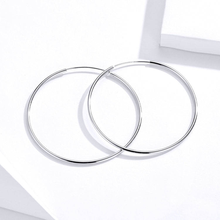 Big Circle Earrings Simple Platinum-plated Sterling Silver S925 Earrings, SCE711