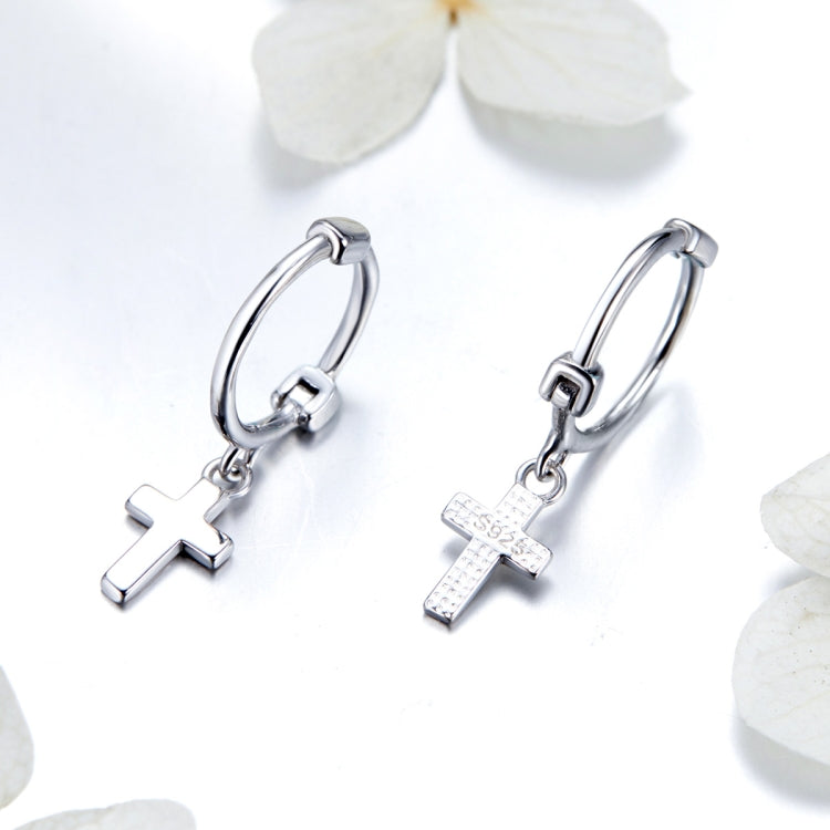 Cross Earrings S925 Sterling Silver Platinum-plated Earrings Men Women Simple Earrings, SCE547