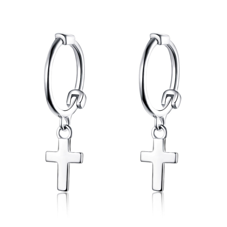 Cross Earrings S925 Sterling Silver Platinum-plated Earrings Men Women Simple Earrings, SCE547