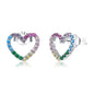 Rainbow Earrings Sterling Silver S925 Heart-shaped Zircon Girls Accessories, SCE891