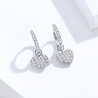 Heart-shaped Earrings Zircon Earrings Sterling Silver S925 Stud Earrings, SCE821