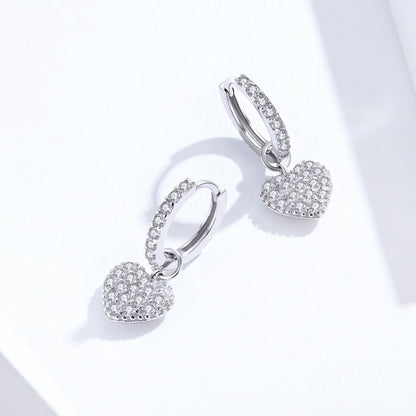 Heart-shaped Earrings Zircon Earrings Sterling Silver S925 Stud Earrings, SCE821