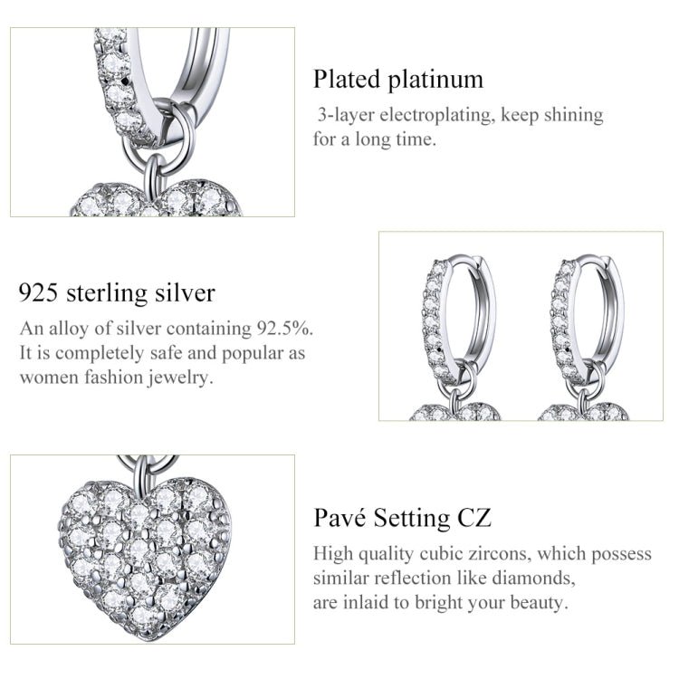 Heart-shaped Earrings Zircon Earrings Sterling Silver S925 Stud Earrings, SCE821