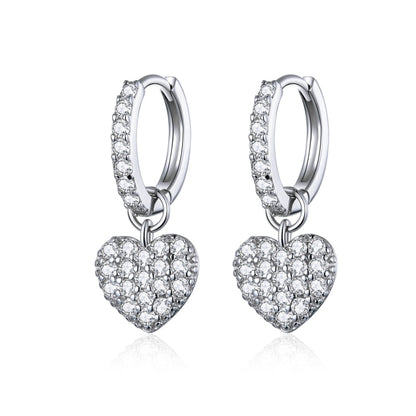 Heart-shaped Earrings Zircon Earrings Sterling Silver S925 Stud Earrings, SCE821