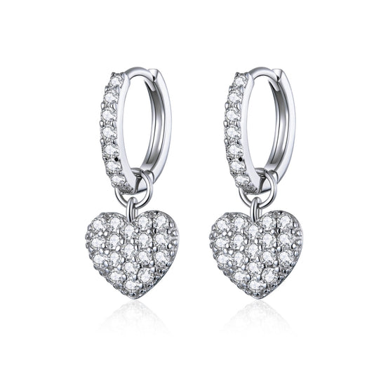 Heart-shaped Earrings Zircon Earrings Sterling Silver S925 Stud Earrings, SCE821