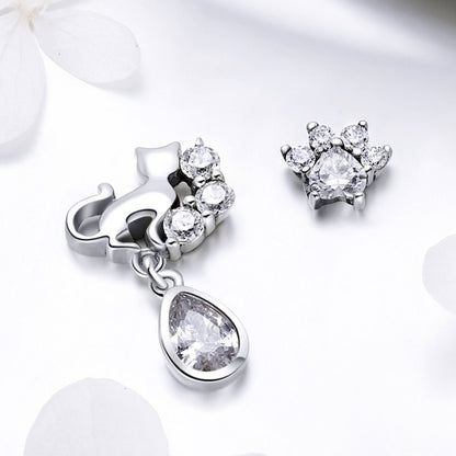 S925 Sterling Silver Cat Retro Earrings Female Earrings, SCE424