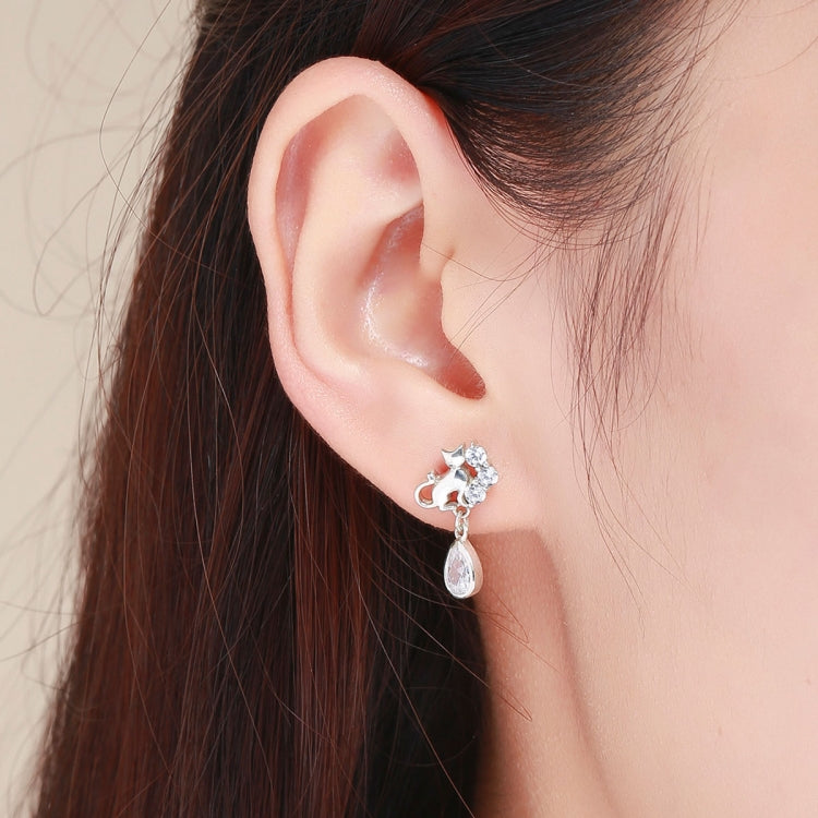 S925 Sterling Silver Cat Retro Earrings Female Earrings, SCE424