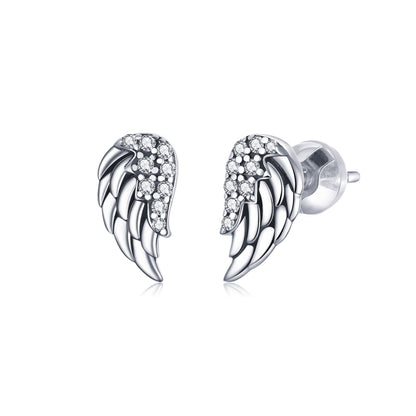 S925 Sterling Silver Wings Earrings Personality Earrings, SCE882