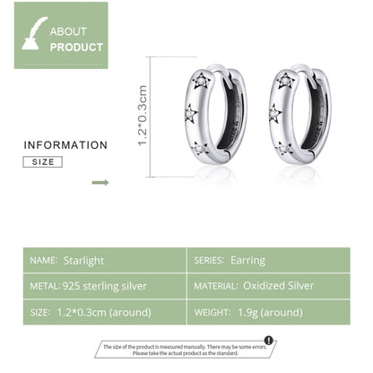 Simple Earrings Sterling Silver S925 Star Earrings, SCE873