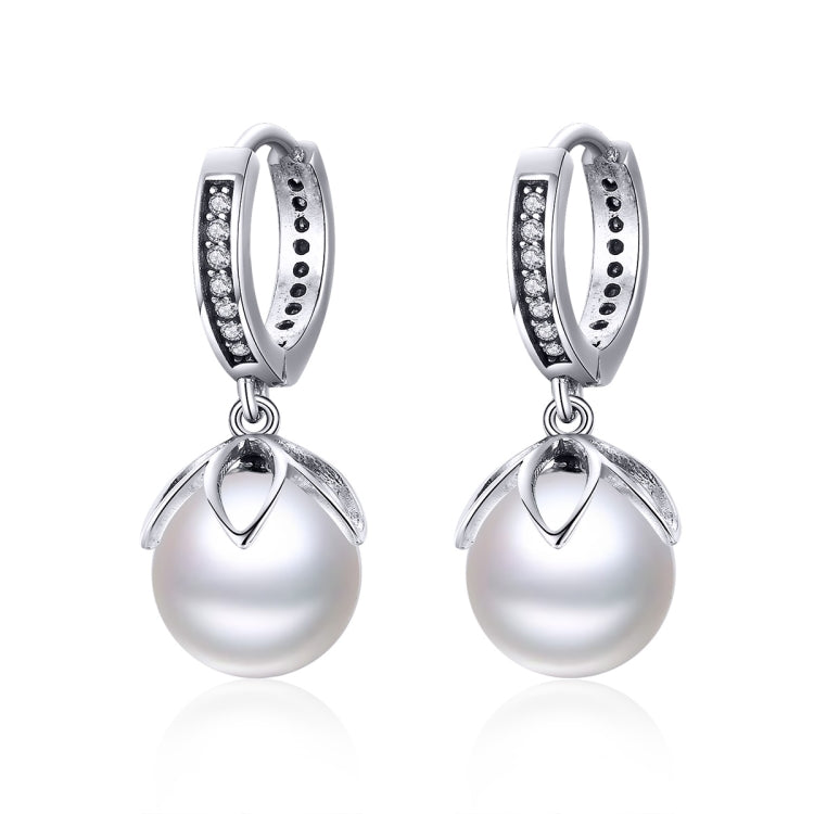 Round Shell Bead Earrings Simple Ladies Silver Earrings, SCE482