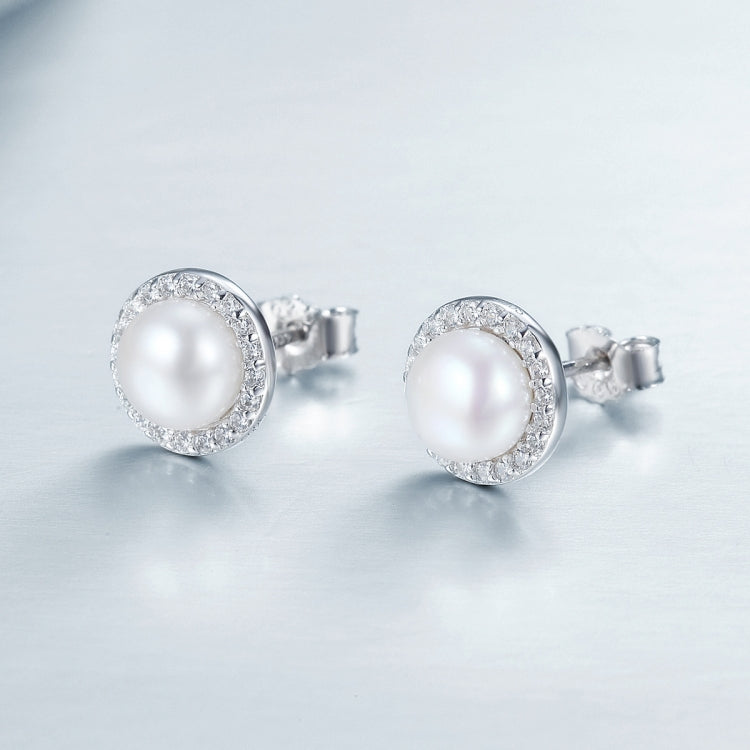 Simple Pearl Diamond Ladies Temperament Earrings S925 Sterling Silver Earrings, SCE122