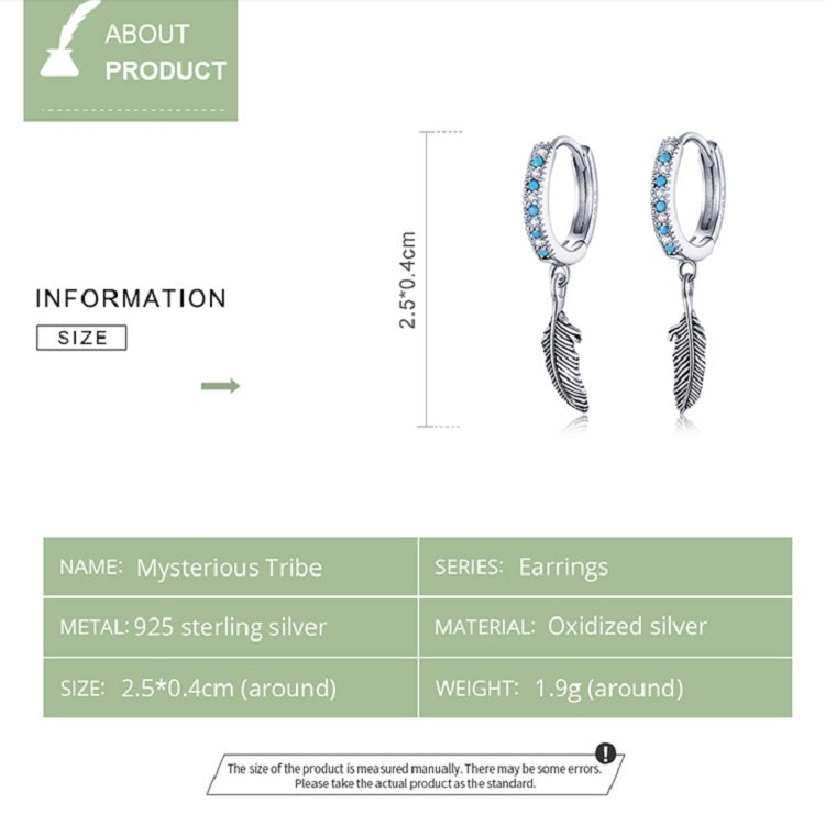 S925 Sterling Silver Feather Earrings, SCE898