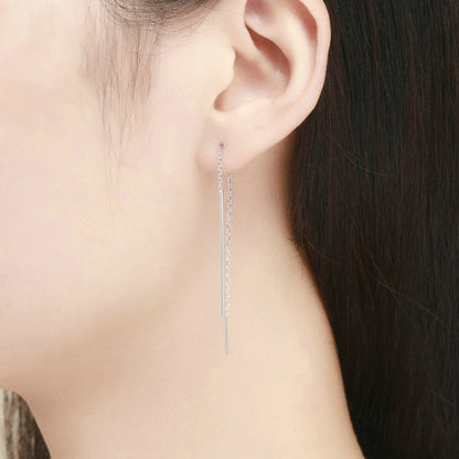 S925 Sterling Silver Stud Earrings Long Simple Ladies Earrings, SCE490