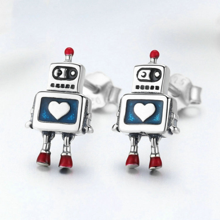 Robot S925 Sterling Silver Earrings Dripping Oil Hypoallergenic Earrings, SCE477