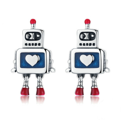 Robot S925 Sterling Silver Earrings Dripping Oil Hypoallergenic Earrings, SCE477