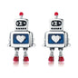 Robot S925 Sterling Silver Earrings Dripping Oil Hypoallergenic Earrings, SCE477