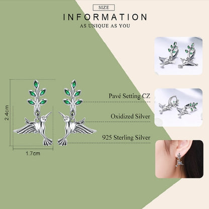 Hummingbird Greetings S925 Sterling Silver With Zircon Earrings, SCE464