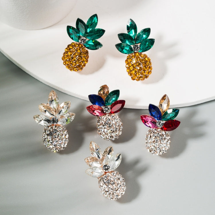 1 Pair Alloy Inlaid Colorful Rhinestone Pineapple Earrings