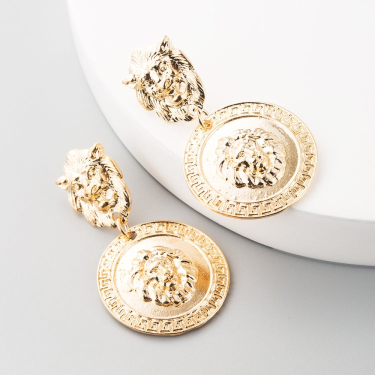 1 Pair Baroque Retro Lion Head Earrings Female Personality Exaggerated Earrings