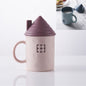 Children Creative Small House Mouth Cup with Lid Dustproof Student Dormitory Drinking Cup Home Couple Cup