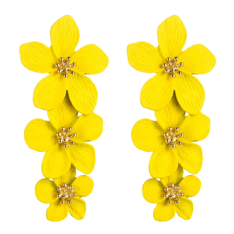 1 Pair Multilayer Flower Earrings Alloy Paint Long Earrings