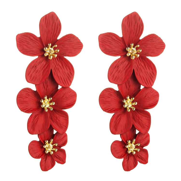 1 Pair Multilayer Flower Earrings Alloy Paint Long Earrings