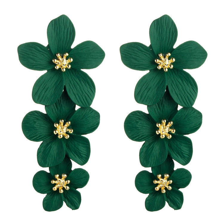 1 Pair Multilayer Flower Earrings Alloy Paint Long Earrings