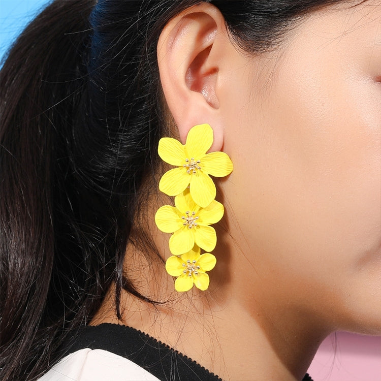 1 Pair Multilayer Flower Earrings Alloy Paint Long Earrings