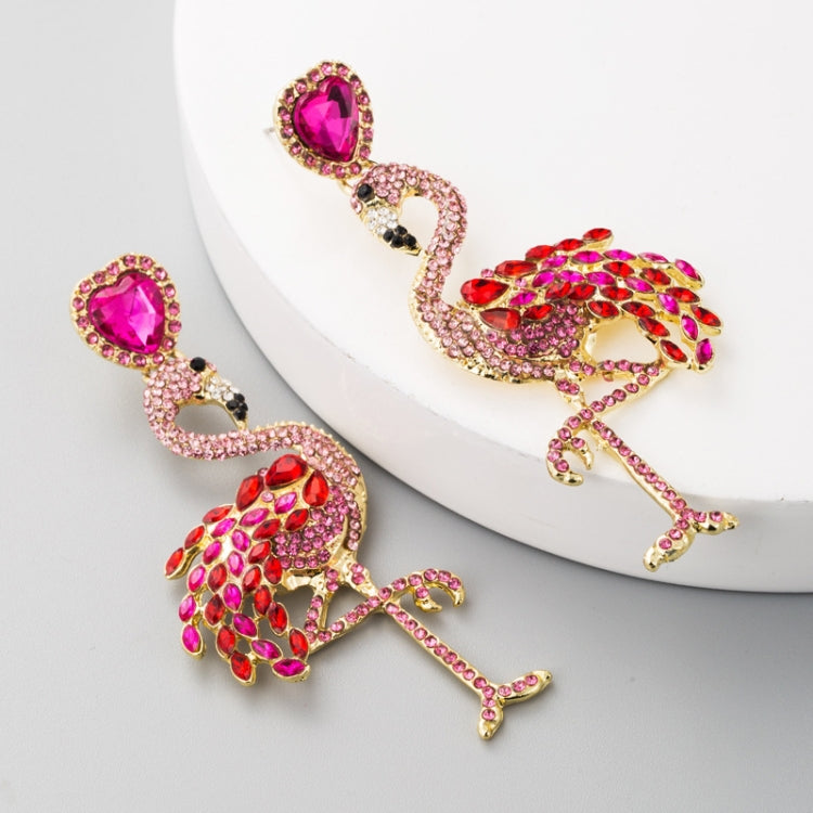 1 Pair Creative Flamingo Earrings Womens Long Earrings With Rhinestones