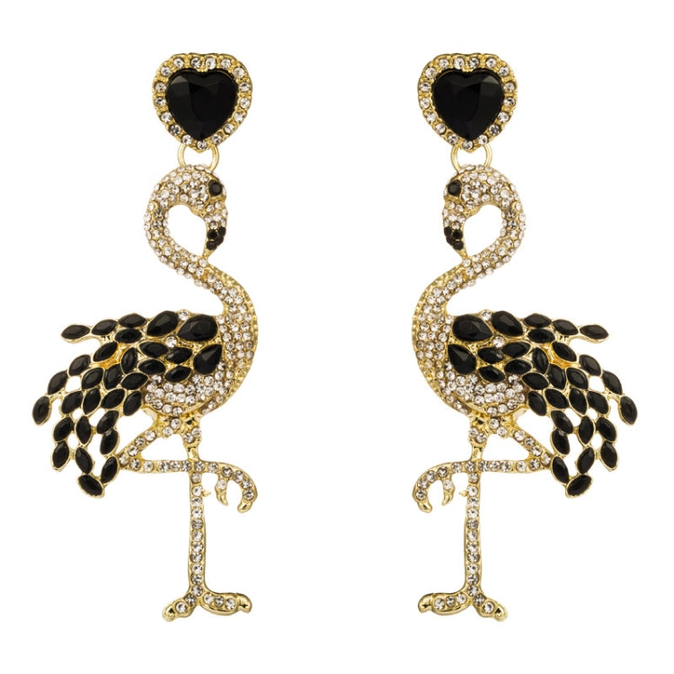 1 Pair Creative Flamingo Earrings Womens Long Earrings With Rhinestones