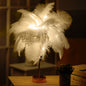 Ostrich Feather Table Lamp Wrought Iron Night Light LED Copper Wire Lamp