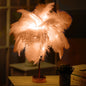 Ostrich Feather Table Lamp Wrought Iron Night Light LED Copper Wire Lamp