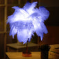 Ostrich Feather Table Lamp Wrought Iron Night Light LED Copper Wire Lamp