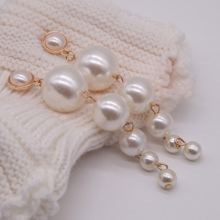 Created Big Simulated Pearl Long Earrings Pearls String Statement Drop Earrings, Long Pearls Earrings