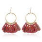 Tassel Earrings for Women Ethnic Big Drop Earrings Bohemia Fashion Jewelry Trendy Cotton Rope Fringe Long Dangle Earrings, Colorful, White, Wine red, Black, Yellow, Beige, Red, Sky blue, Blue, Green, Red color, Royal blue, Light Pink