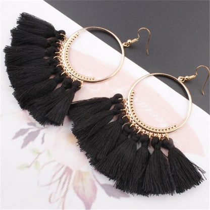 Tassel Earrings for Women Ethnic Big Drop Earrings Bohemia Fashion Jewelry Trendy Cotton Rope Fringe Long Dangle Earrings, Colorful, White, Wine red, Black, Yellow, Beige, Red, Sky blue, Blue, Green, Red color, Royal blue, Light Pink